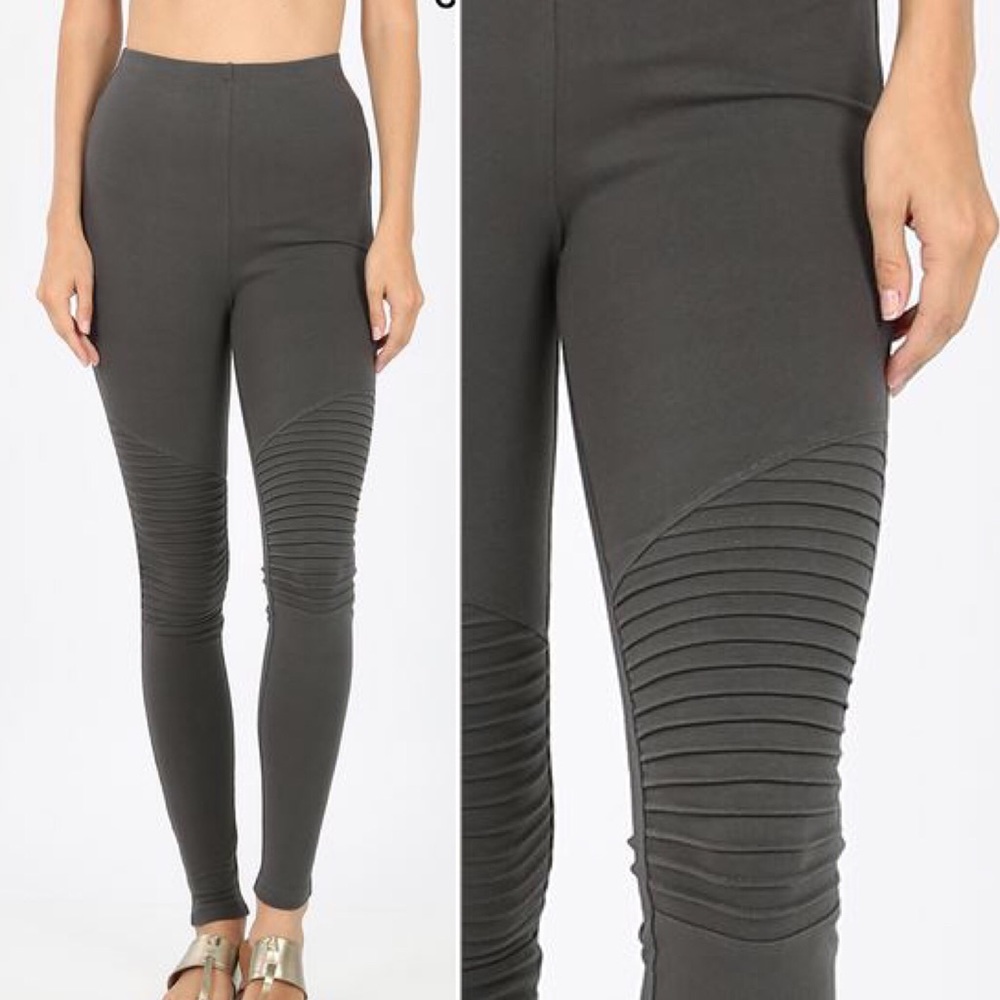 Last size Large! Cotton Moto Leggings Green - Picture 4 of 6